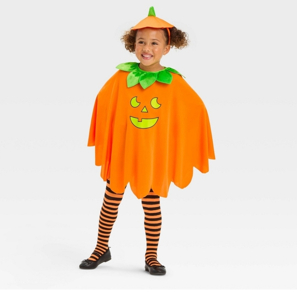Pumpkin Jack O Lantern Kid OS Halloween Costume Glows Under Blacklight